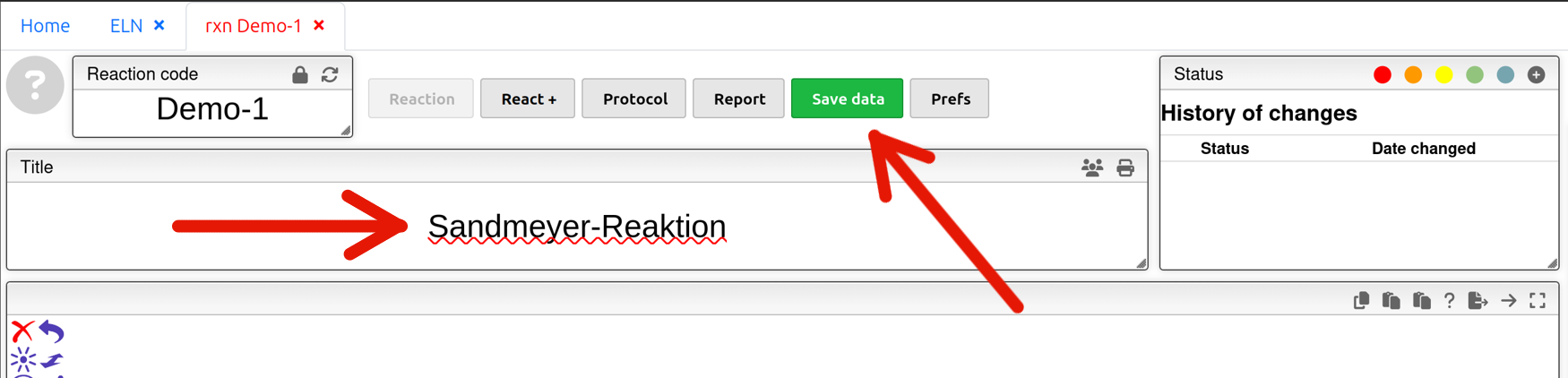 screenshot of customized title Sandmeyer Reaktion