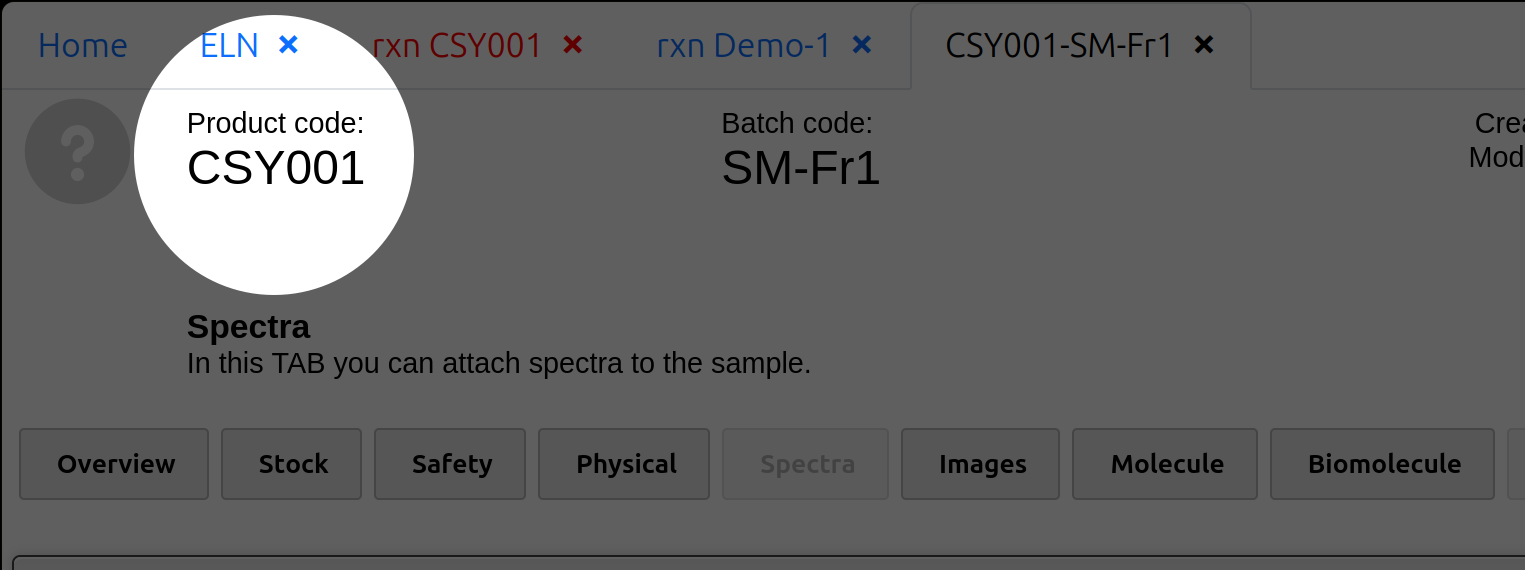 product code on the top left corner of sample page